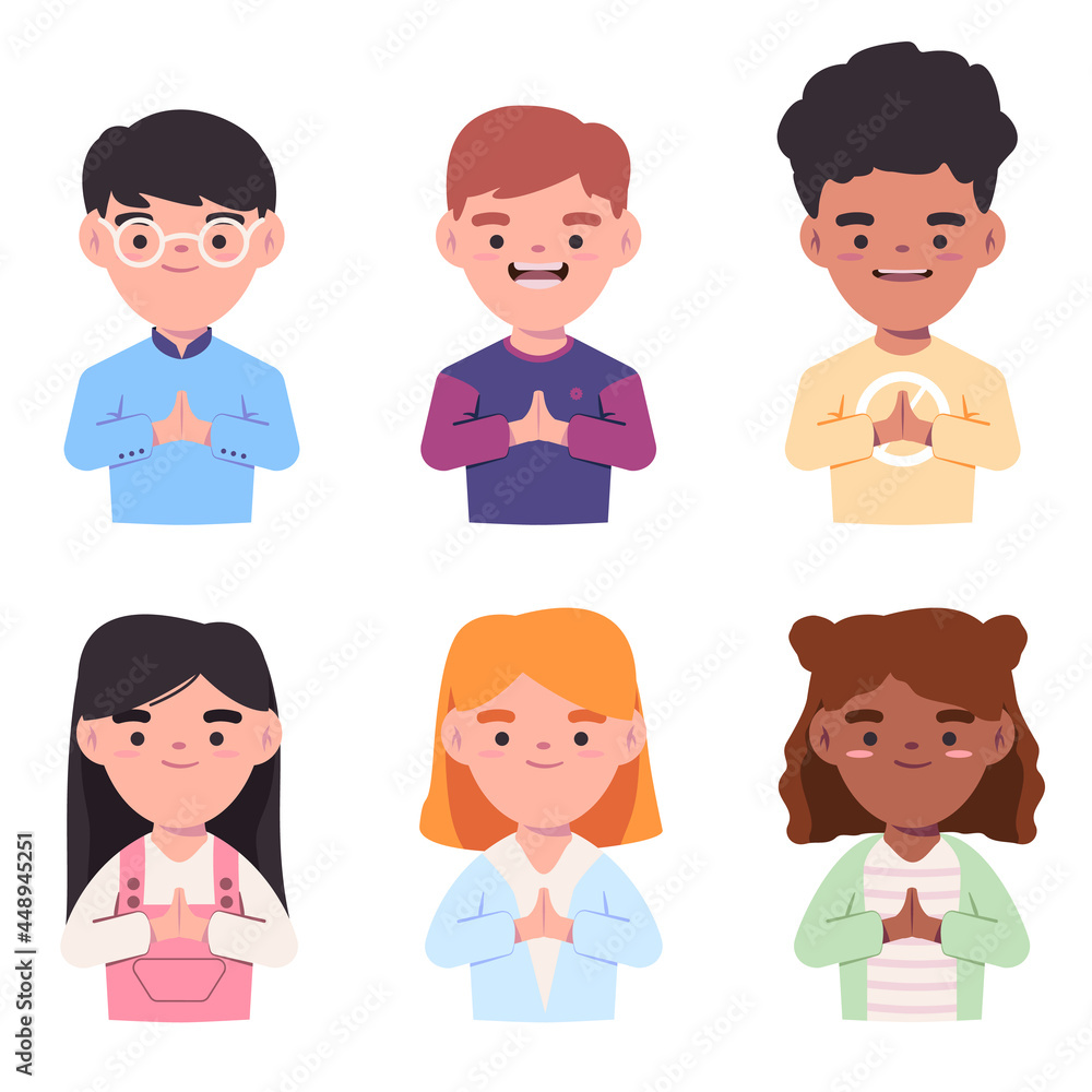 five childrens say welcoming and ask forgiveness sign cartoon five childrens say welcoming and ask forgiveness sign cartoon