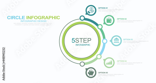 Set of Infographic Element stock illustration Infographic, Number 5, Steps, Circle, Flowing