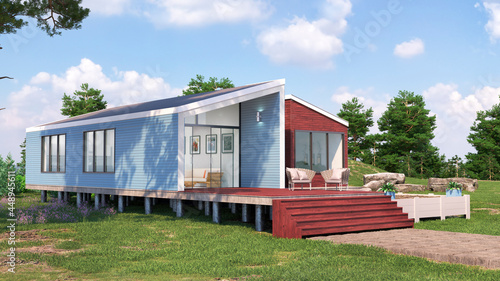 Luxury modular house exterior. 3d illustration © vipman4