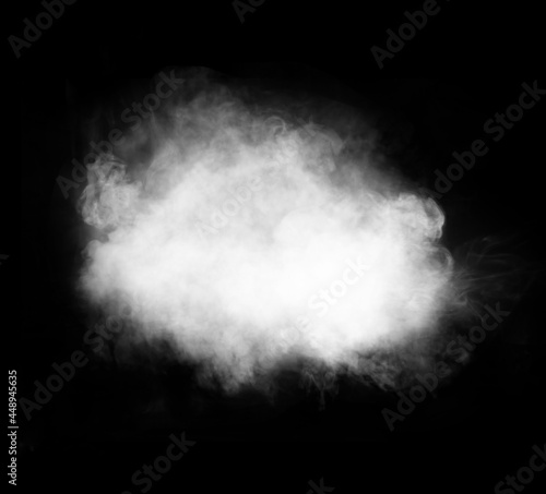 White cloud on a black background. White cloud and smoke isolate. Layout for design.