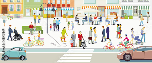 Leben und Freizeit in einer Stadt mit Fußgänger illustration