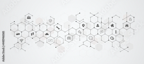 technology background with flat icons and business concept symbols, apprentice, work and concept for internet of things wifi network communication illustration