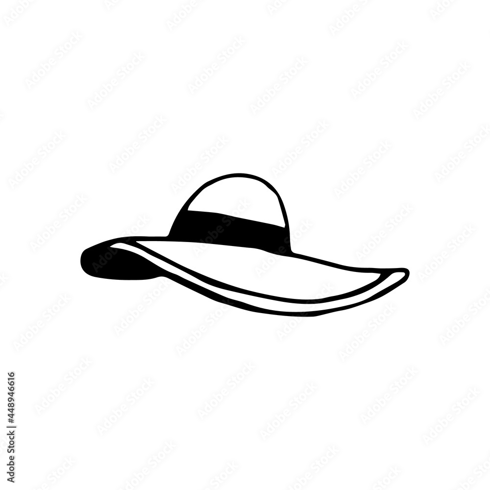 A female hat - Hand drawn doodle vector icon, isolated on white background A female hat - Hand drawn doodle vector icon, isolated on white background