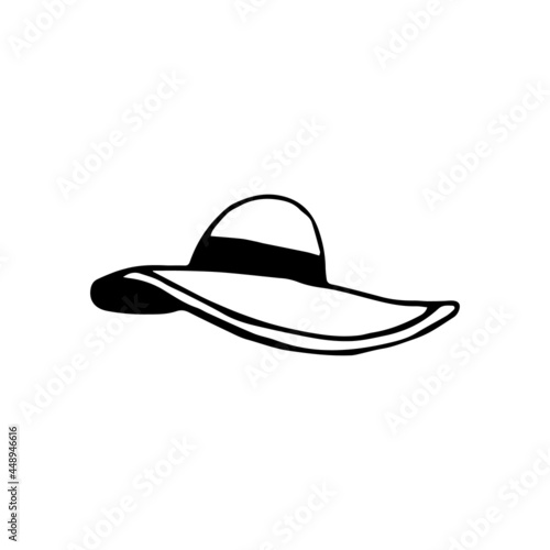 A female hat - Hand drawn doodle vector icon, isolated on white background