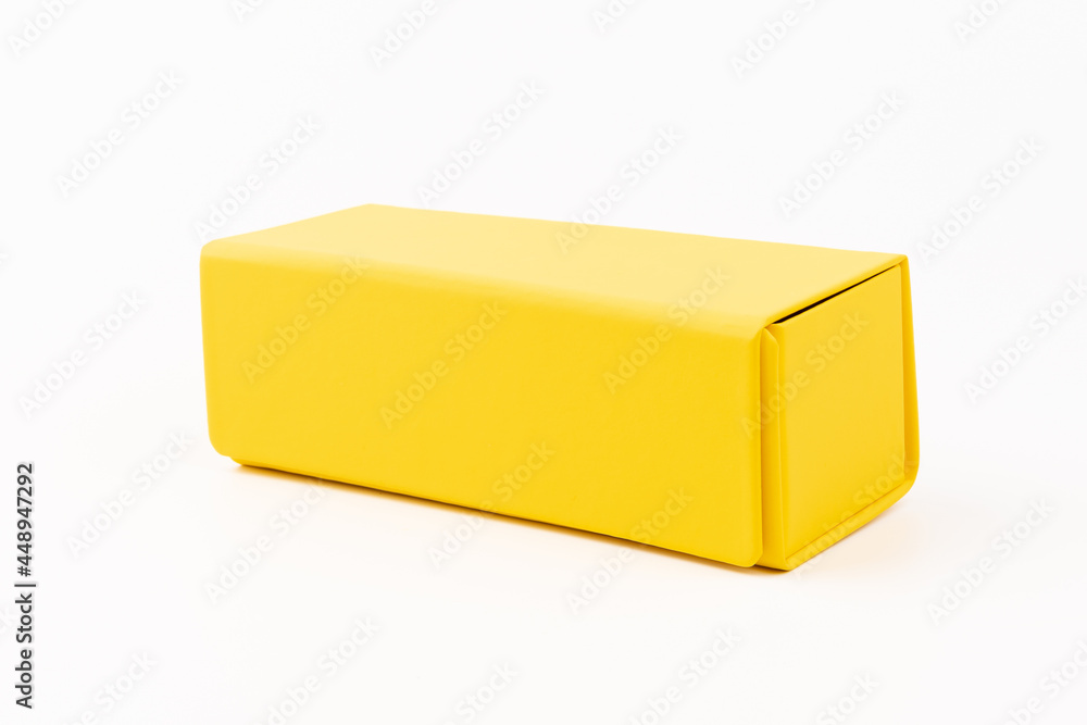 Empty yellow box, isolated on white background Empty yellow box, isolated on white background