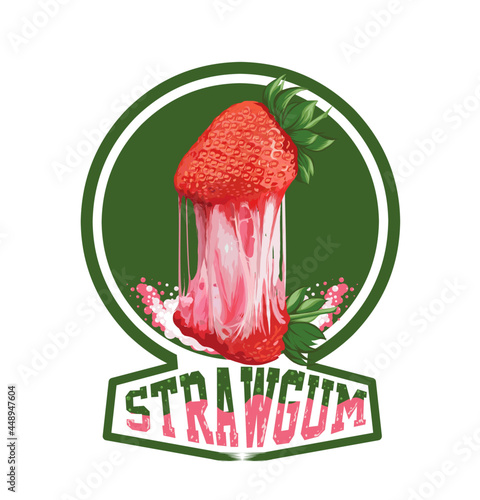 vector illustration of strawberry flavored gum on a green background