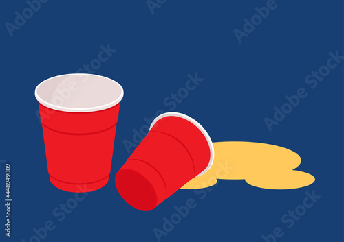 Red beer cup. Cup vector. symbol. free space for text. wallpaper.