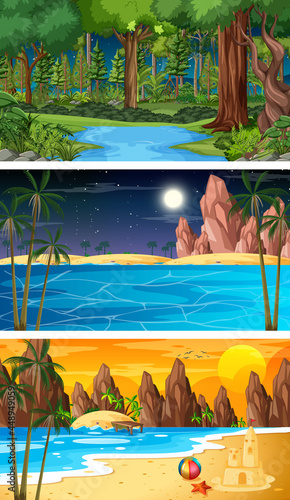 Three different nature horizontal scenes © blueringmedia
