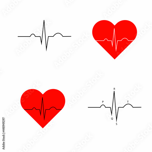 Set of different vector design elements of cardiogram