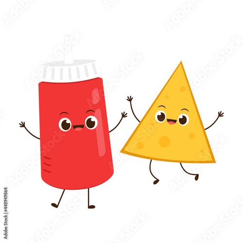 Tomato sauce and Nacho character Sauce bottle character design.