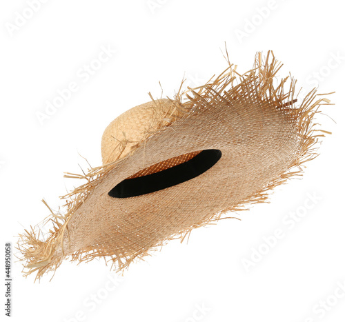 Fotografie Straw hat isolated on white. Stylish headdress
