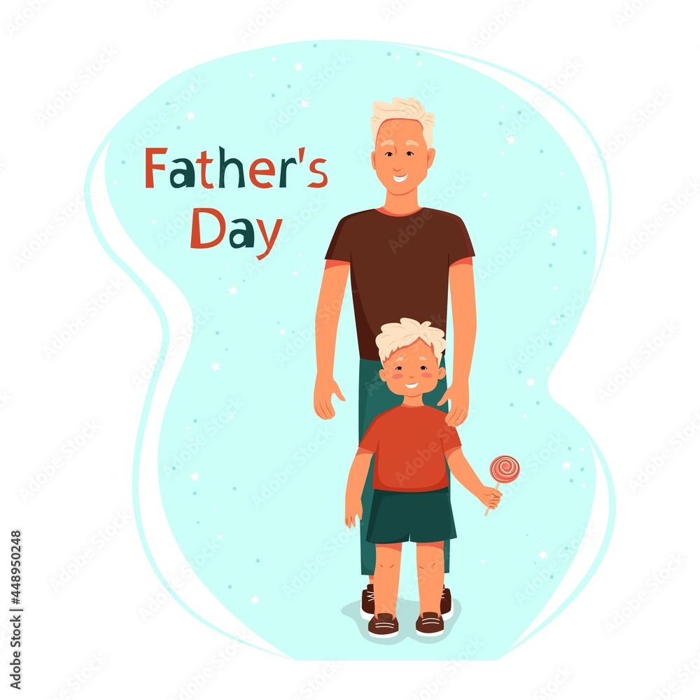 Fathers Day, Dad and little son. Vector cartoon characters. Flat illustration. Fathers Day, Dad and little son. Vector cartoon characters. Flat illustration.