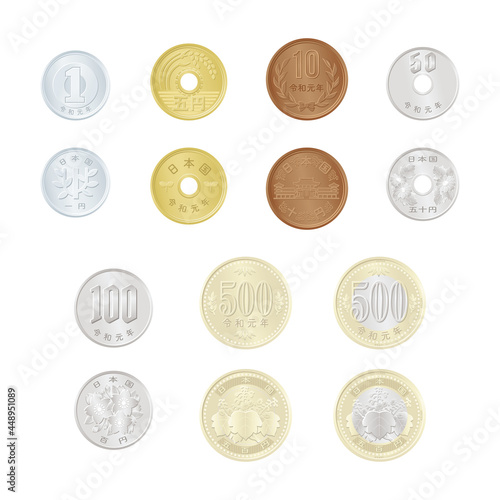 日本のお金（硬貨）イラスト　セット