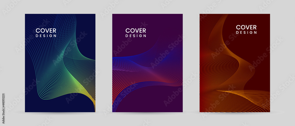 Naklejka premium colorful cover design template abstract waves background