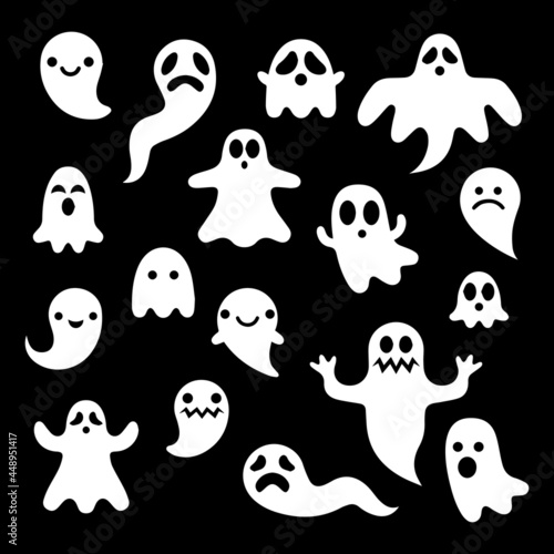 Cute white ghosts design, halloween vector image