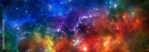Abstract space background with colorful nebula and stars