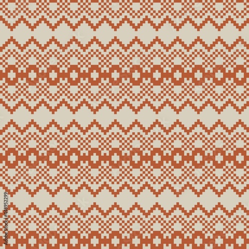 Brown Christmas Fair Isle Seamless Pattern Background
