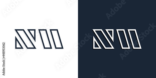 Abstract line art initial letters NM logo.