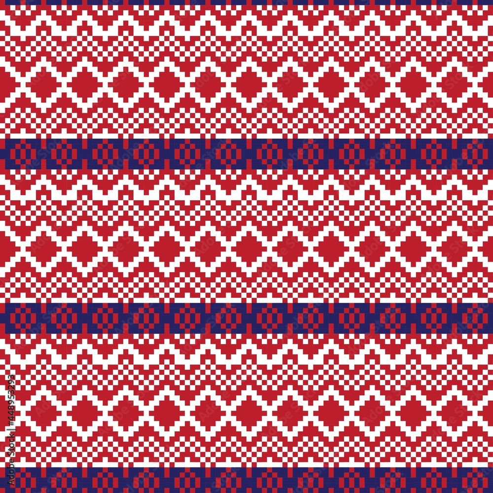 Red Christmas Fair Isle Seamless Pattern Background Red Christmas Fair Isle Seamless Pattern Background