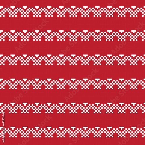 Red Christmas Fair Isle Seamless Pattern Background