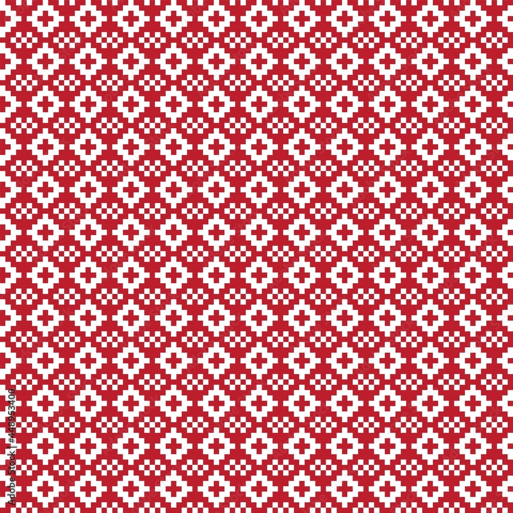 Red Christmas Fair Isle Seamless Pattern Background Red Christmas Fair Isle Seamless Pattern Background