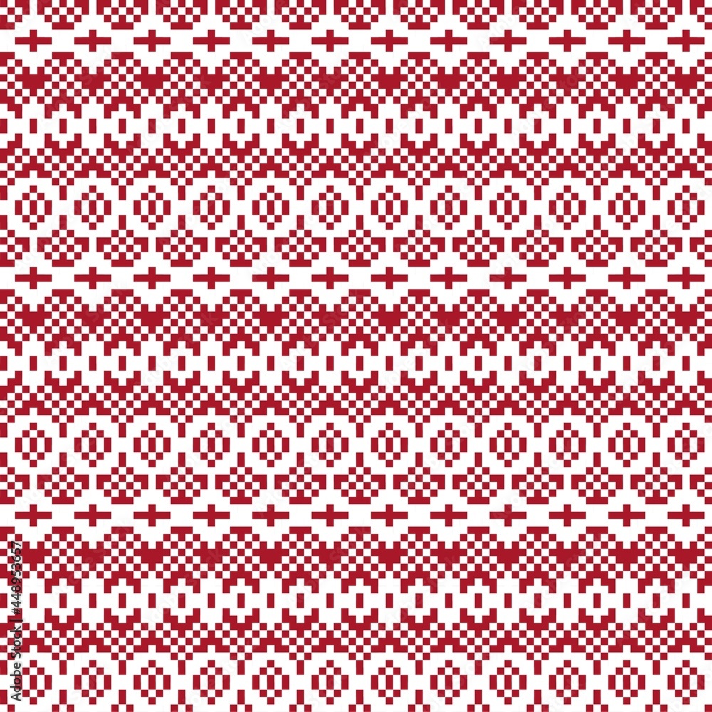 Red Christmas Fair Isle Seamless Pattern Background Red Christmas Fair Isle Seamless Pattern Background