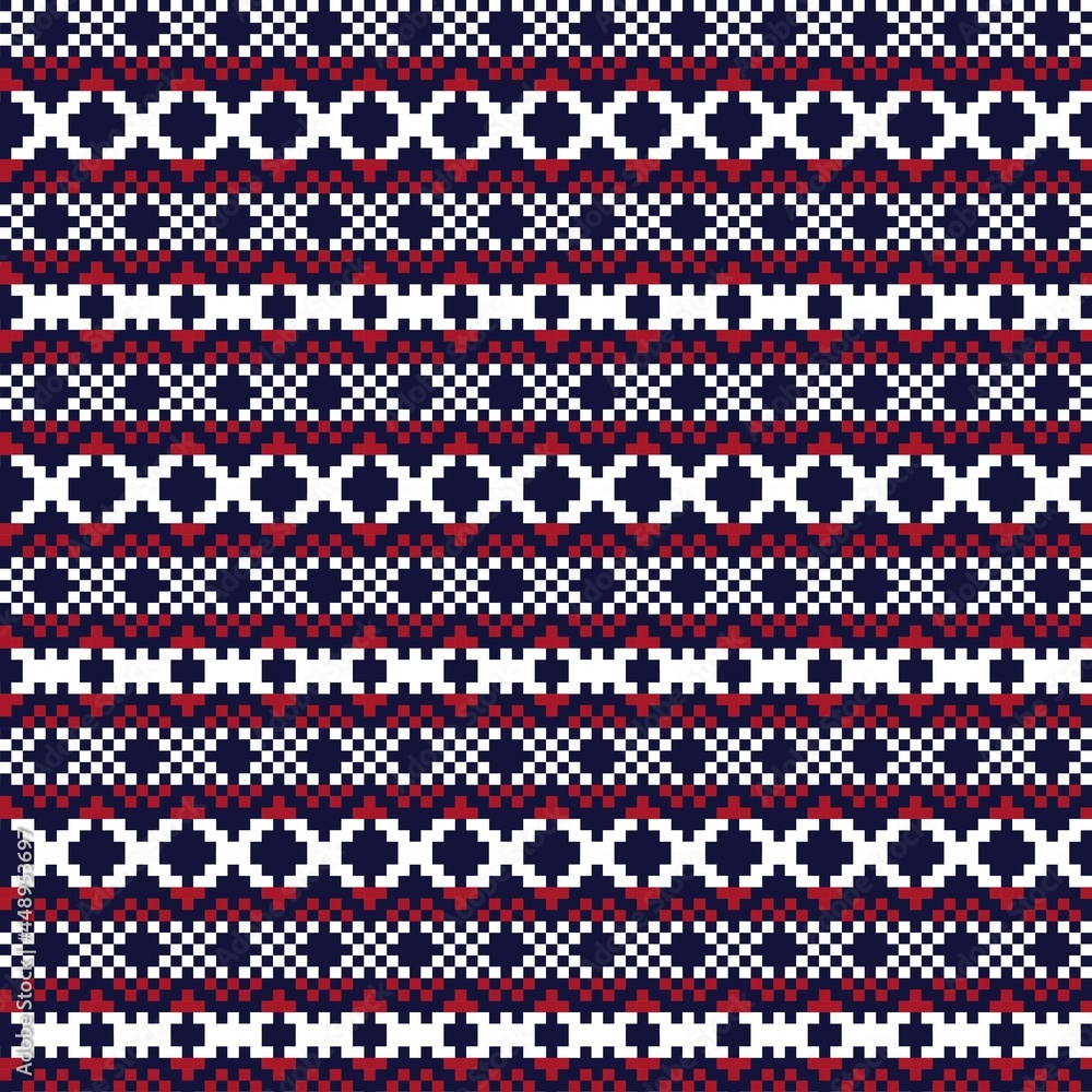 Red Christmas Fair Isle Seamless Pattern Background Red Christmas Fair Isle Seamless Pattern Background