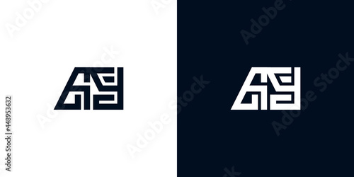 Minimal creative initial letters AY logo.