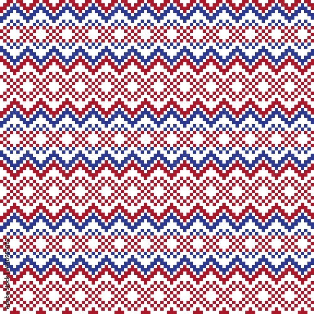 Red Christmas Fair Isle Seamless Pattern Background Red Christmas Fair Isle Seamless Pattern Background