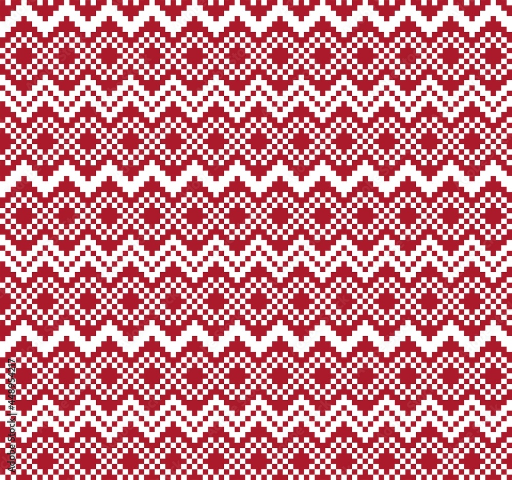 Red Christmas Fair Isle Seamless Pattern Background Red Christmas Fair Isle Seamless Pattern Background
