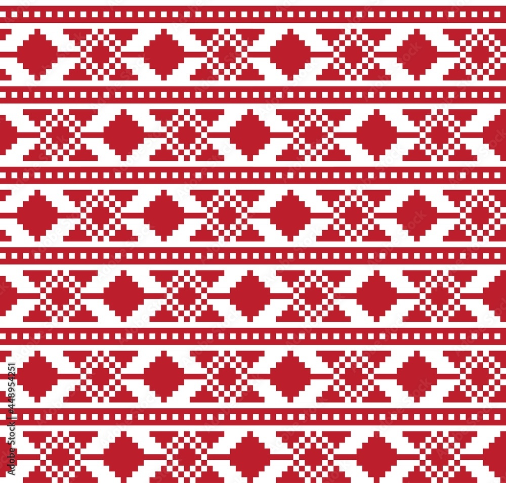 Red Christmas Fair Isle Seamless Pattern Background Red Christmas Fair Isle Seamless Pattern Background