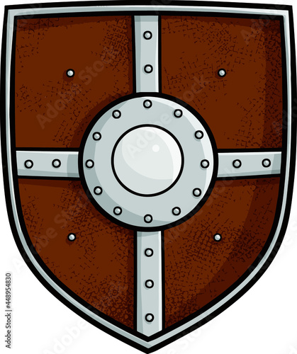 Cool medieval shield illustration in cartoon sytyle photo