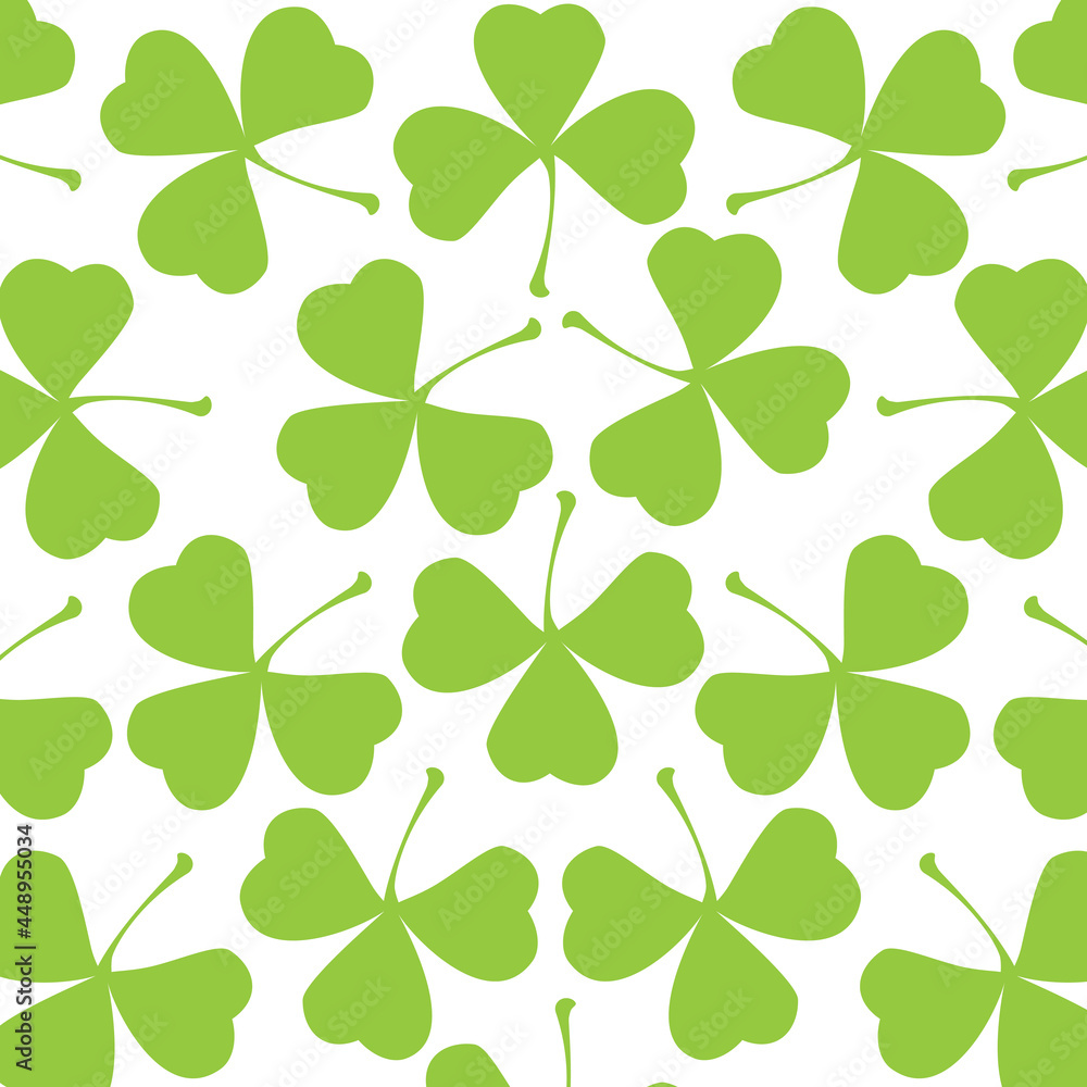 Vector seamless clover pattern with three leaf. 