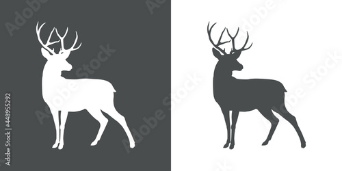 Silueta de ciervo en fondo gris y fondo blanco
