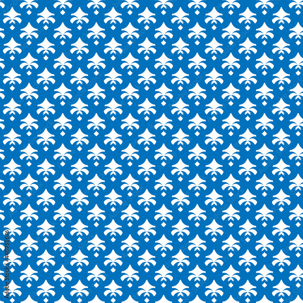 Vector seamless pattern with white abstract flowers, isolated on blue background. Vector seamless pattern with white abstract flowers, isolated on blue background.