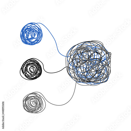 Unraveling tangled tangle. Vector