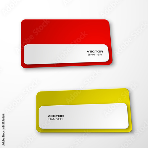 Free Download Vector abstract ribbon banner with rounded corners. The two original banners form soft corners, overlapping background. The flat design image. Advertising Design banner shape. Vector ribbon label tag. - GFXLoad