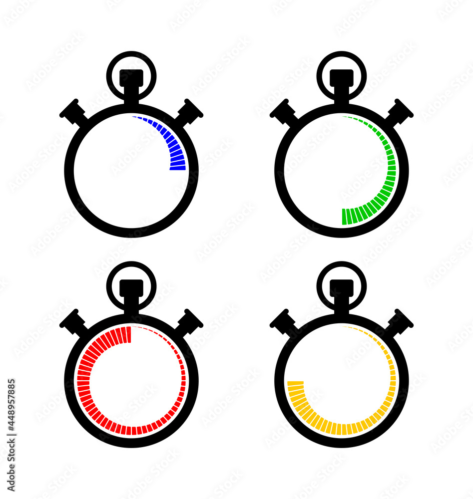 Fototapeta premium Countdown. Analog timer icons set, illustration, Clock picture, watch icon
