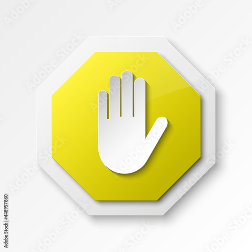 STOP palm icon, No entry icon, road sign, danger badge