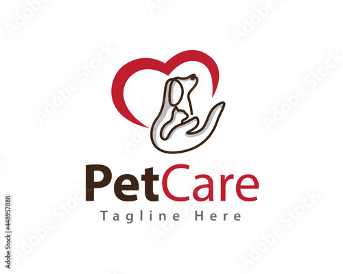dog cat pet care love logo icon symbol template illustration inspiration