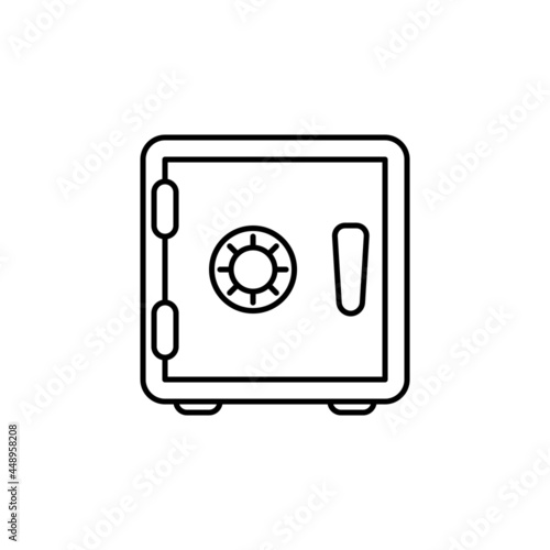 Bank safe icon. linear style closed safe isolated. Security single isolated modern line design icon safe vault. Bank line icon outline sign linear style pictogram. Editable stroke