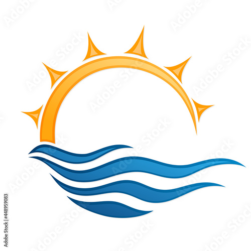 Sun and Blue Wave round Symbol.