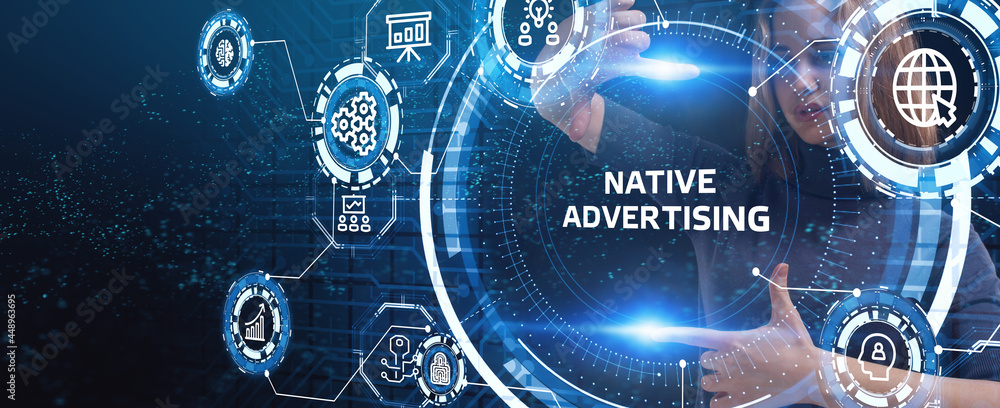 Obraz premium Native advertising internet publication concern digital marketing business concept. Business, Technology, Internet and network concept.
