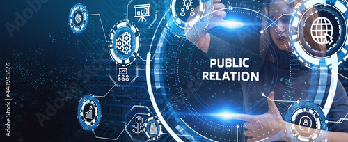 PR Public relation management. Business  Technology  Internet and network concept.