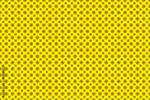 Small alternating sized gold floral seamless pattern for wallpaper and beautiful retro ethnic tribal fabric pattern on yellow background.