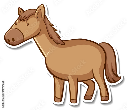 Sticker design with cute horse isolated