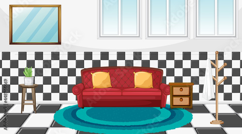 Living room interior design with furniture