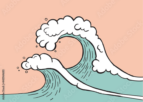 Wave of water storm hand drawn illustration. Vector.
