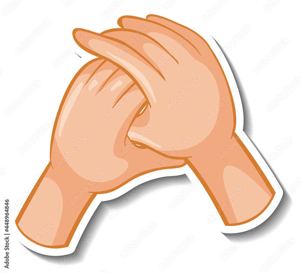 A sticker template with hands holding together isolated A sticker template with hands holding together isolated