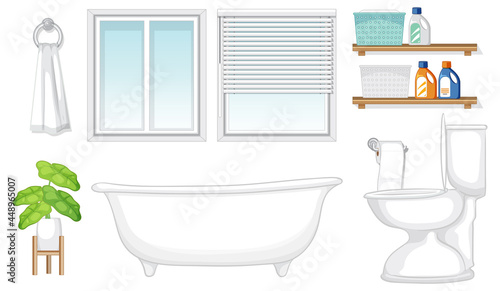 Bathroom furniture set for interior design on white background